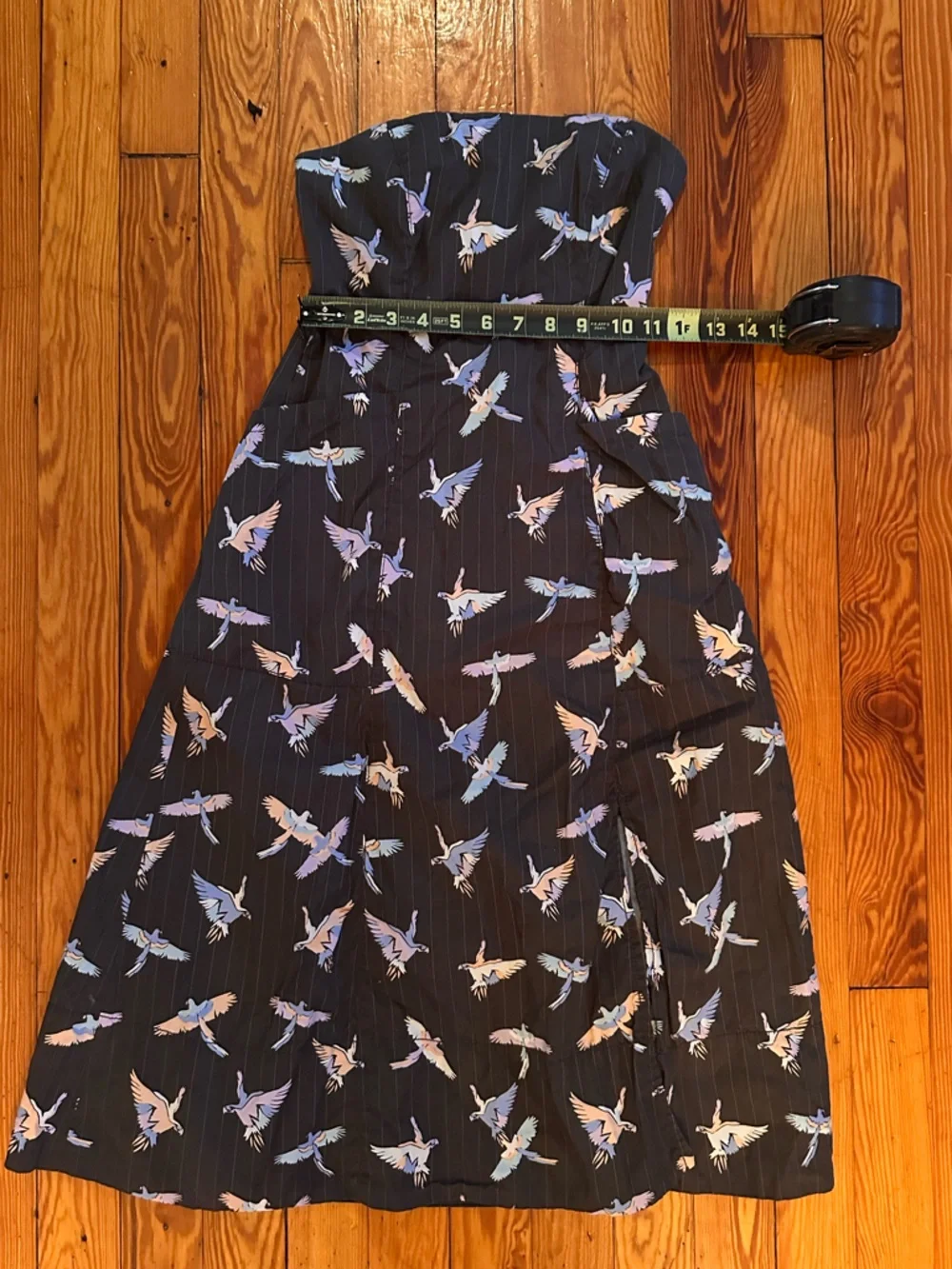 Free People Dress Mini Size 0 Strapless Crane Print Boho Festival Streetwear - Picture 3 of 16